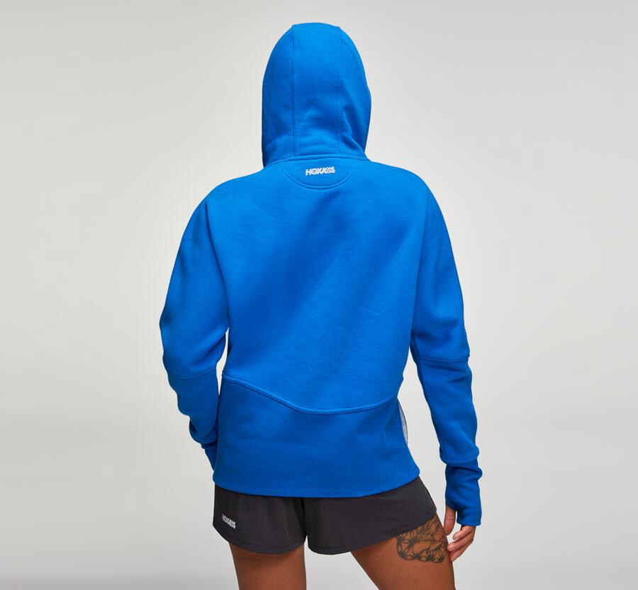 Hoodie Womens - Hoka One One Performance - Blue - UKCMVJP-31